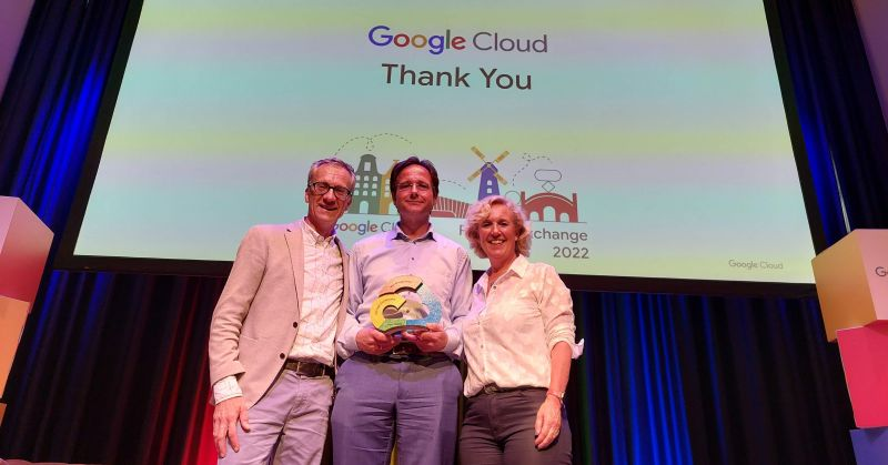 Vanenburg CTO receiving the award at the Benelux Google Cloud partner exchange event.